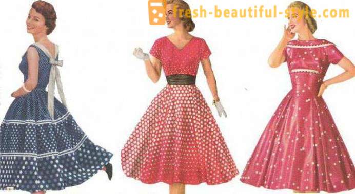 Fashionable estilo ng dresses na may polka tuldok sa retro style