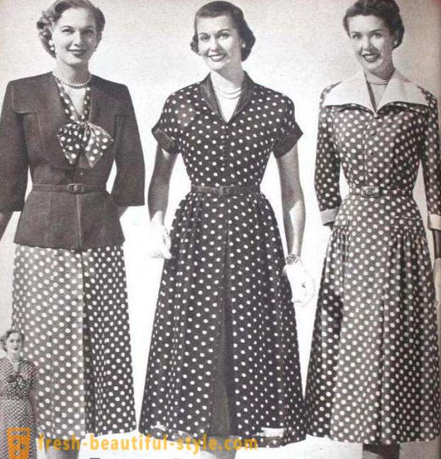 Fashionable estilo ng dresses na may polka tuldok sa retro style