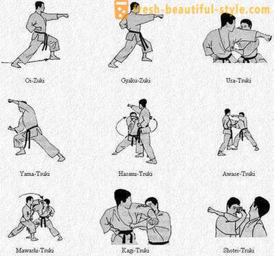 Karate: pamamaraan at ang kanilang mga pangalan
